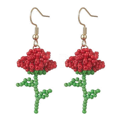 3 Pairs Flower Handmade Glass Seed Beads Dangle Earrings EJEW-MZ00684-1