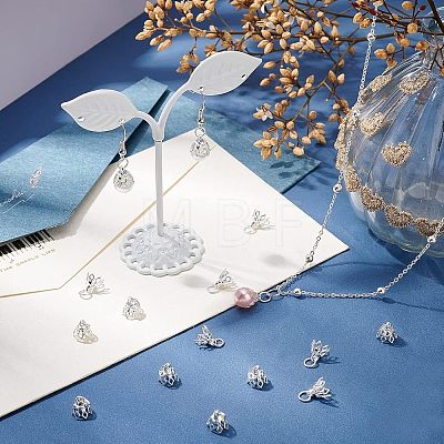 80Pcs Flower Rack Plating Brass Filigree Bead Cap Pendant Bails KK-FH0003-48-1