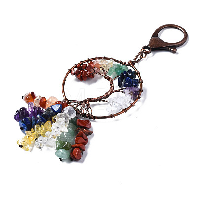 Natural Mixed Gemstone Keychain Clasps G-S274-08-1