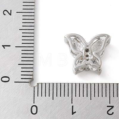 Brass Micro Pave Clear Cubic Zirconia Silde Charms KK-C086-02P-1