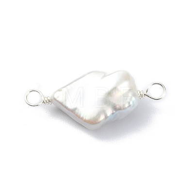 Natural Baroque Pearl Keshi Pearl Copper Wire Wrapped Connector Charms PALLOY-JF02085-03-1