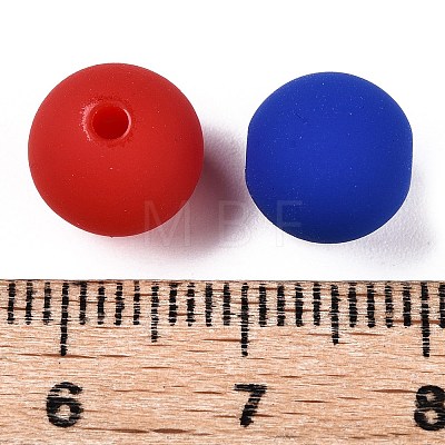 Rubberized Style Imitated Silicone Acrylic Beads MACR-T048-01B-06-1