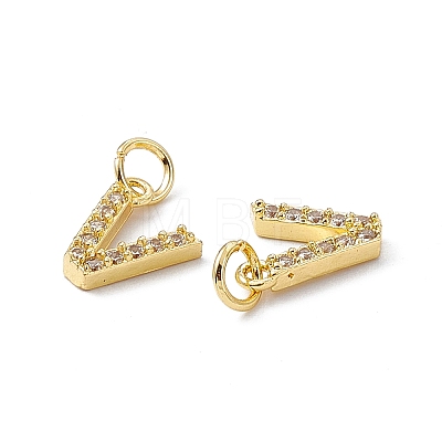 Real 18K Gold Plated Brass Micro Pave Clear Cubic Zirconia Charms KK-E068-VB452-V-1