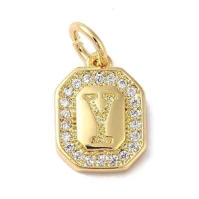 Real 18K Gold Plated Brass Micro Pave Clear Cubic Zirconia Pendants KK-L216-002G-Y-1