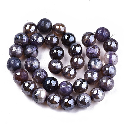 Electroplate Natural Agate Beads Strands G-T131-55-24-1