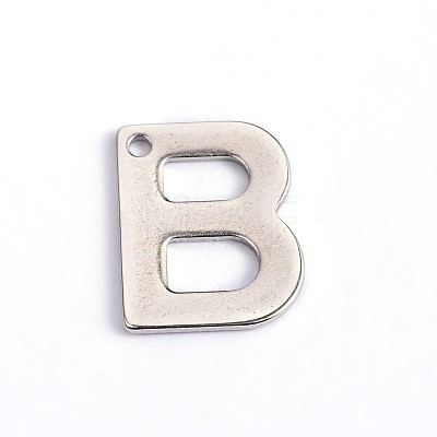 Tarnish Resistant 304 Stainless Steel Letter Charms STAS-O072-B-1