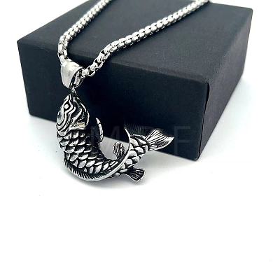 Vintage Fish 304 Stainless Steel Pendant Necklaces for Women Men ZR4097-1
