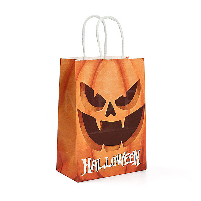 Halloween Paper Pumpkin Printed Tote Bags ABAG-P015-05C-1