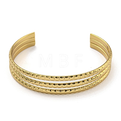 Vacuum Plating 202 Stainless Steel Multi-strand Open Cuff Bangles for Women BJEW-M317-07D-G-1