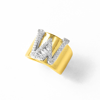 Brass Micro Pave Clear Cubic Zirconia Cuff Open Rings FS-WGA5D1D-23-1