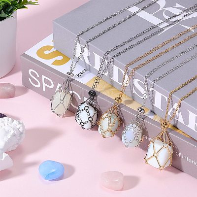 2Pcs 2 Style Brass Braided Macrame Pouch Empty Stone Holder for Pendant Necklaces Making NJEW-SZ0001-65P-1