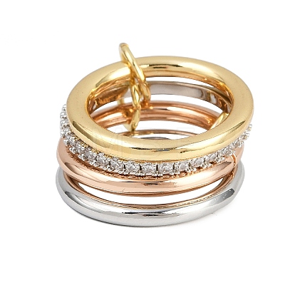 Brass Micro Pave Cubic Zirconia Plain Band Finger Rings for Women RJEW-P160-01G-MC-1