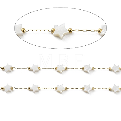 Natural Shell Star Beaded Link Chains CHS-C008-02G-1