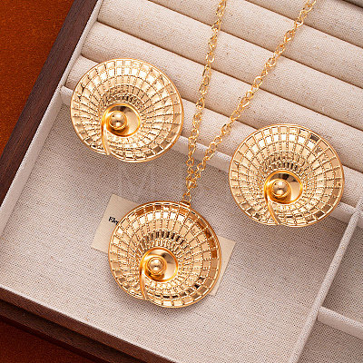 Flower Alloy Pendant Necklaces & Stud Earrings Sets FS-WGA42C5-09-1