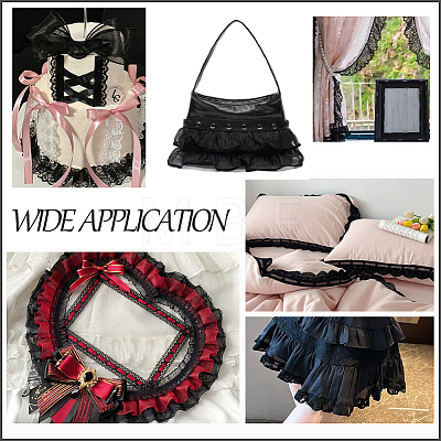 Polyester Pleated Elastic Lace Trim DIY-WH0656-82B-1