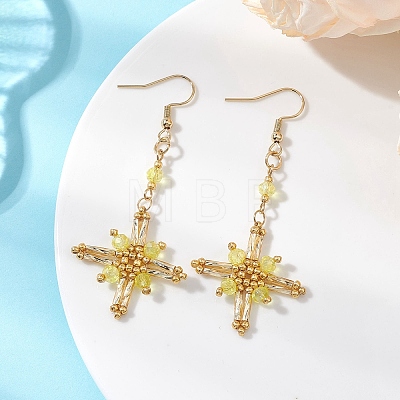 Star Glass Seed Beads Dangle Earrings EJEW-MZ00664-01-1