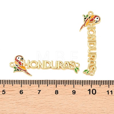 Brass Enamel Bird with Word Hondura Connector Charms KK-F931-23G-1