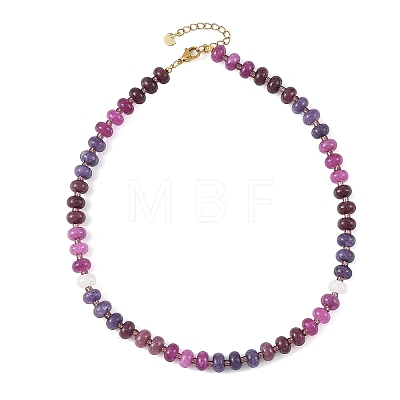 Gradient Dyed Natural White Jade Rondelle Beaded Necklaces with Glass Seed Beads for Women NJEW-JN06594-01-1