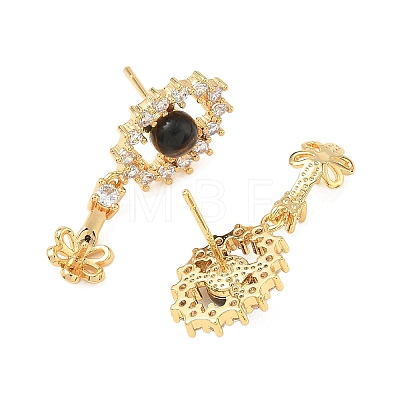 Brass Pave Cubic Zirconia Stud Earring Findings KK-C172-13G-1