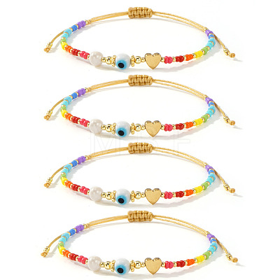 4pcs Handmade Plastic Beads Braided Bead Bracelets for Women QJ4074-2-1