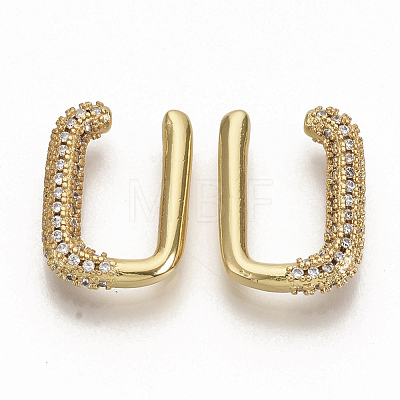 Brass Micro Pave Clear Cubic Zirconia Cuff Earrings EJEW-S208-005-1