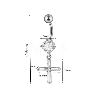 304 Stainless Steel Micro Pave Cubic Zirconia Belly Rings WG5C1DA-13-1