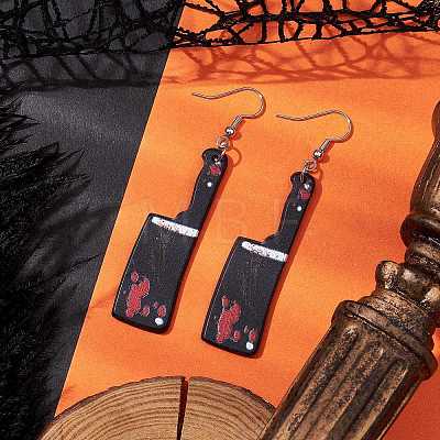 Hallowmas Printed Acrylic Dangle Earrings EJEW-JE06124-03-1