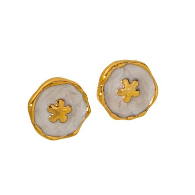 304 Stainless Steel Flower Stud Earrings IK8478-2-1