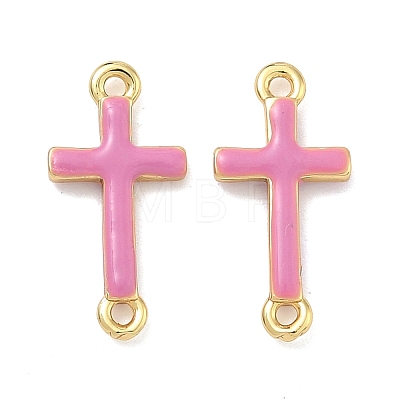 Brass Enamel Religion Cross Links Connector Charms KK-D229-07G-04-1