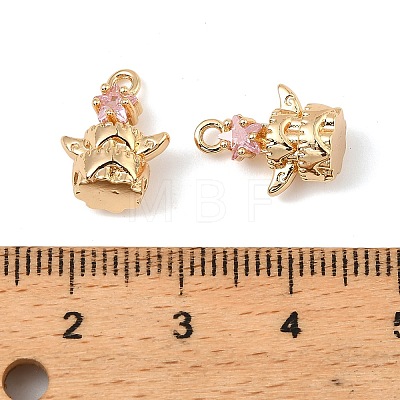 Brass Micro Pave Cubic Zirconia Charms KK-C155-17G-02-1