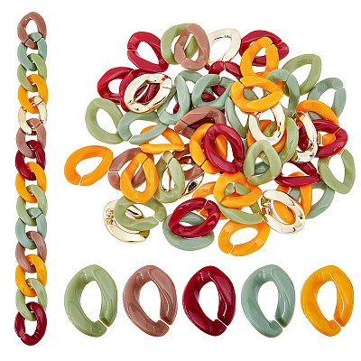100Pcs 5 Colors Opaque Acrylic Linking Rings FIND-FH0006-20-1