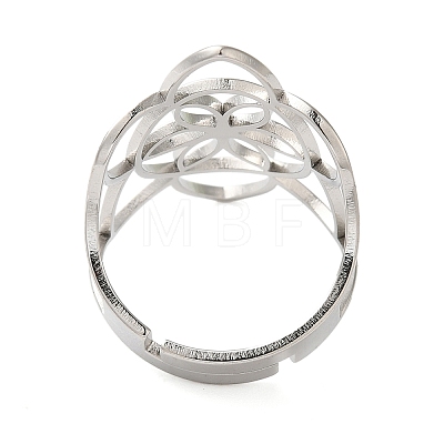 Non-Tarnish Hollow Flower 304 Stainless Steel Adjustable Rings for Women RJEW-N048-06P-1