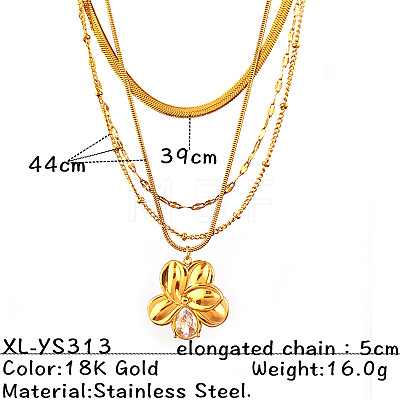 304 Stainless Steel Pendant Multi Layered Necklaces for Women WG40374-01-1