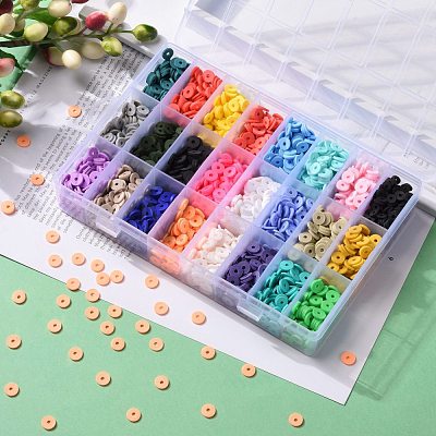 240G 24 Colors Handmade Polymer Clay Beads CLAY-JP0001-08-8mm-1