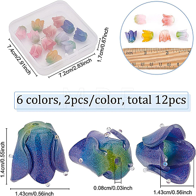 BENECREAT 12Pcs 6 Colors Plastic Beads KY-BC0001-27-1