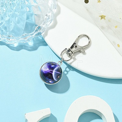 Galaxy Theme Luminous Glass Ball Pendant Decorations HJEW-JM02798-05-1