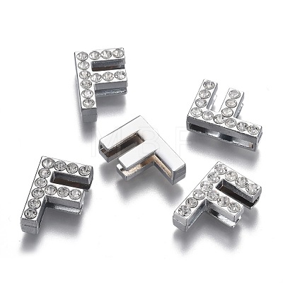 Alloy Letter Slide Charms RB-F034-01F-P-RS-1