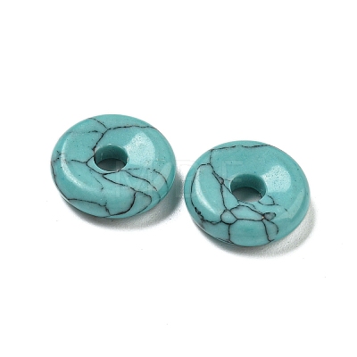 Synthetic Turquoise Donut/Pi Disc Charms G-G142-01K-1