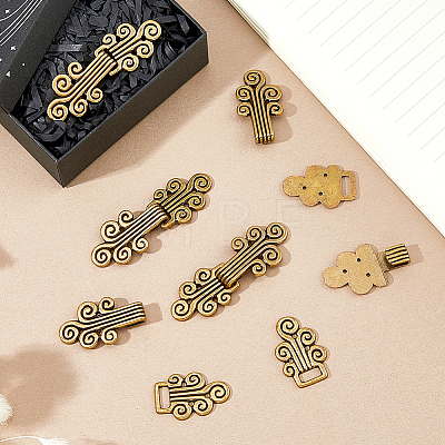 6 Pairs Vintage Cloud Pattern Alloy Buckle for Clothing & Bags BUTT-FH0001-043-1