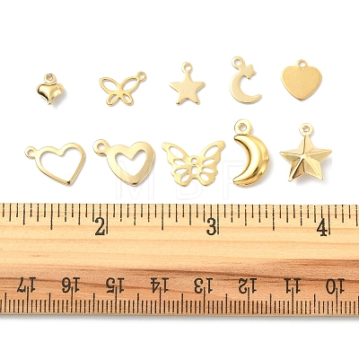 60Pcs 12 Style 304 & 201 Stainless Steel Charms STAS-FS0001-40-1