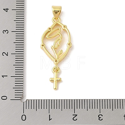 Rack Plating Brass Clear Cubic Zirconia Pendants KK-S380-18G-1