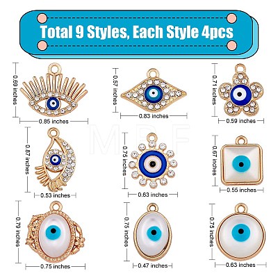 36Pcs 9 Style Alloy Enamel Pendants sgENAM-SZ0002-78-1