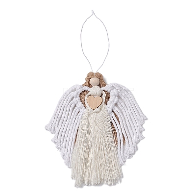 Handmade Macrame Cotton Angel Hanging Ornaments HJEW-JM02760-03-1