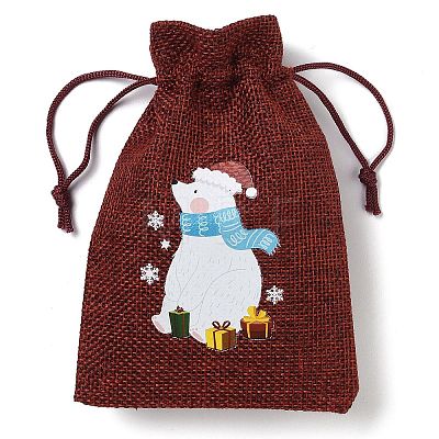 Christmas Theme Jute Cloth Storage Bags ABAG-F010-01A-04-1