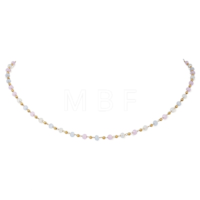 Handmade Faceted Rondelle Glass Beaded Link Chain Necklaces NJEW-JN05744-02-1