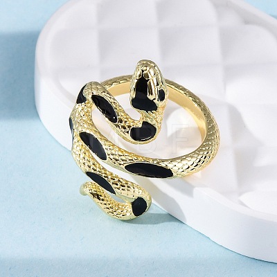 Brass Enamel Cuff Rings for Women RJEW-U043-17G-1