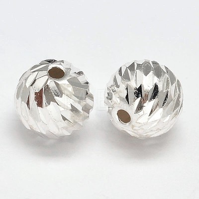 Fancy Cut Faceted Round 925 Sterling Silver Beads STER-F012-11A-1