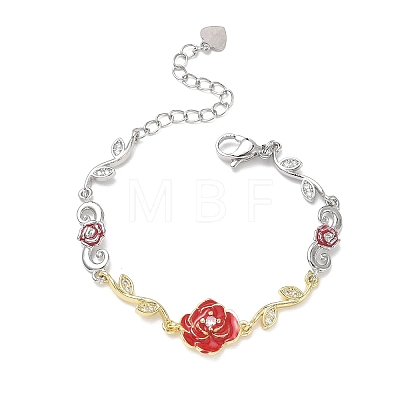 Brass Micro Pave Clear Cubic Zirconia Link Chain Bracelets for Women BJEW-C156-05GP-1