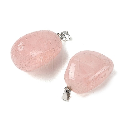 Natural Rose Quartz Tumbled Stone Pendants GG-K002-06A-1