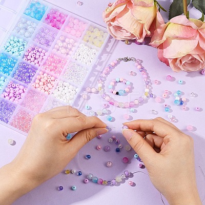 DIY Round Acrylic Beads Jewelry Making Finding Kits DIY-YW0011-64-1